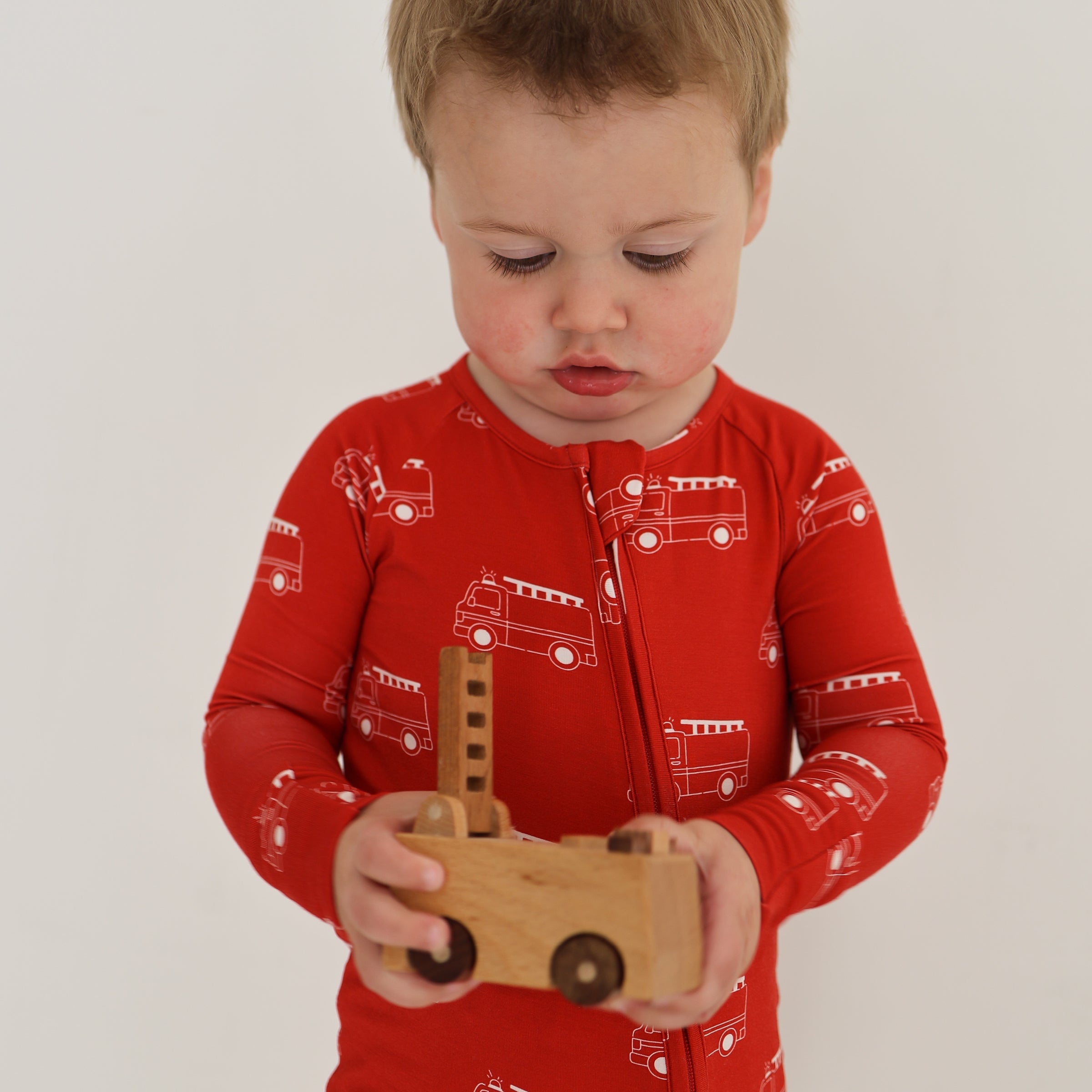 Fire Truck | Bamboo Zip Pajamas | Milk & Baby