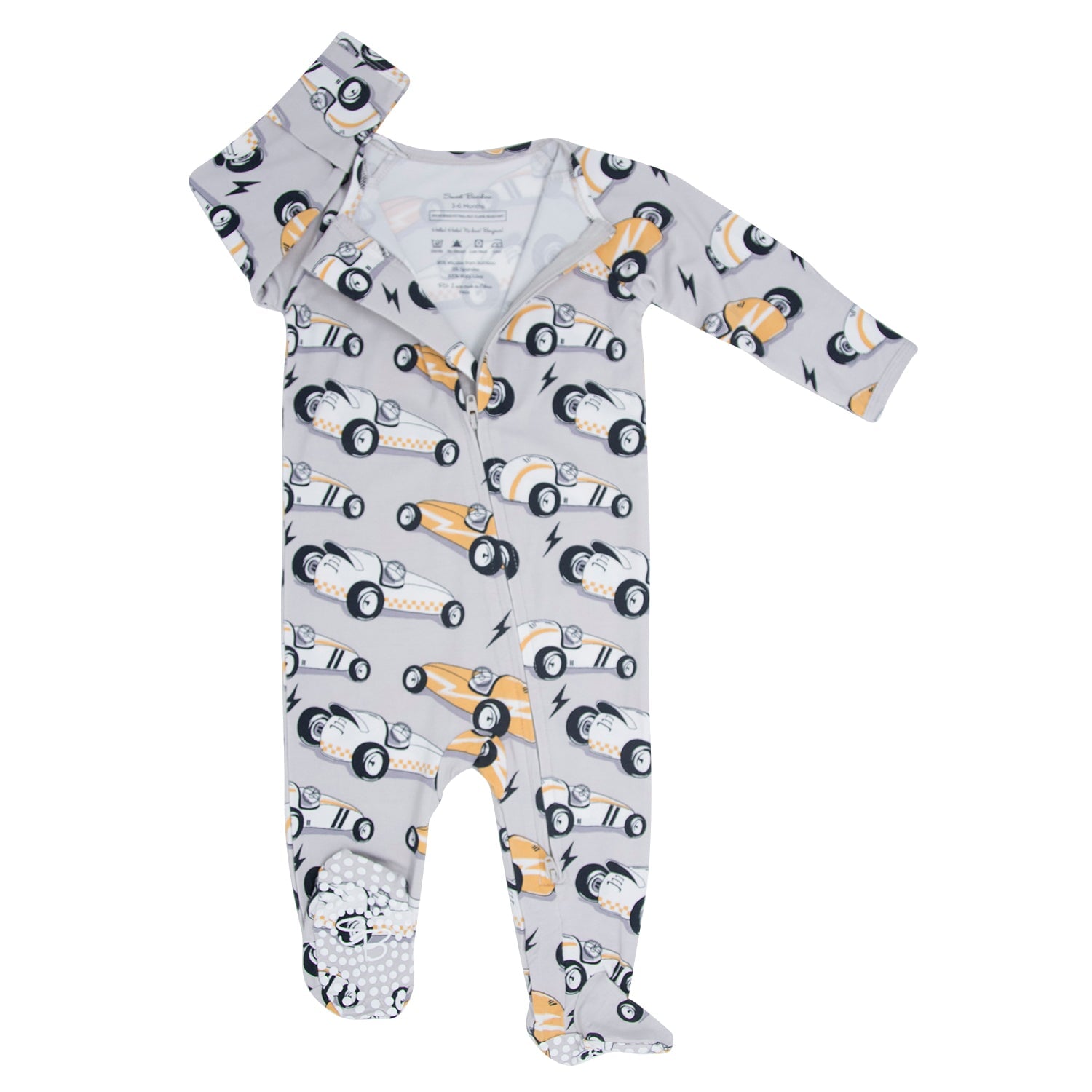 Vintage Racecars Baby Zipper Footie | Milk & Baby