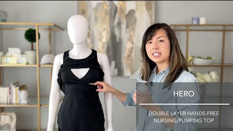 Hero - Double Layer Hands-Free Nursing & Pumping Top | White | Milk & Baby